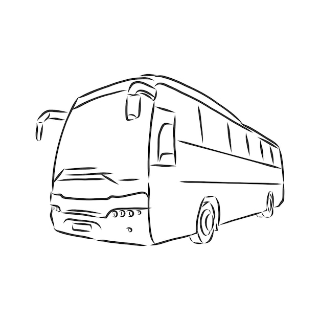 Modern bus symbol, outlined vector icon. bus vector sketch illustration