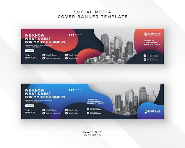 Modern business advertisement showcase social media cover linkedin banner web ad post design