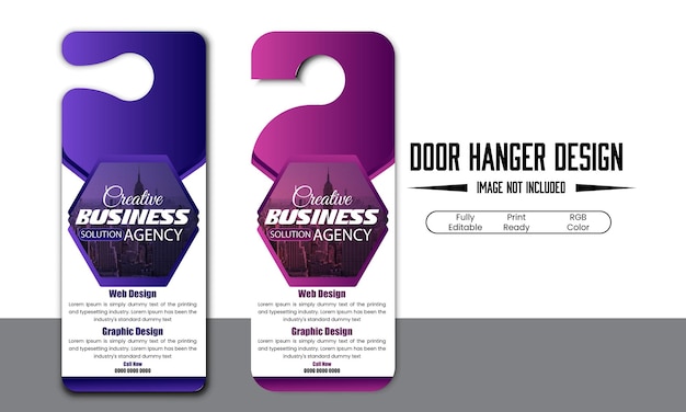 Modern business advertising door hanger or rack card design