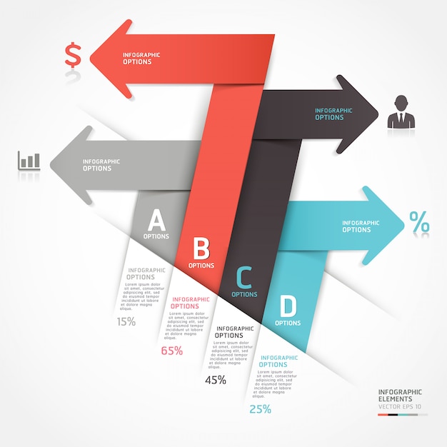 현대 비즈니스 화살표 종이 접기 스타일 단계 옵션은 워크 플로 레이아웃, 다이어그램, 숫자 옵션, 웹 디자인, 인포 그래픽에 사용할 수 있습니다.