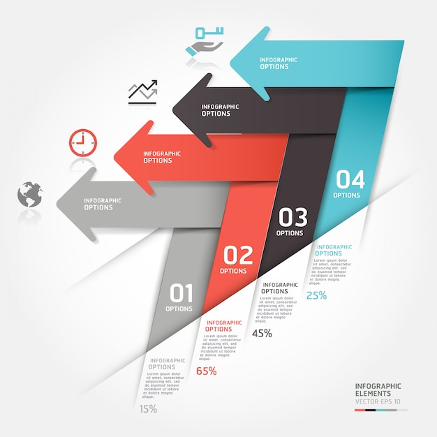 Le opzioni di aumento di stile moderno di origami freccia business possono essere utilizzate per il layout del flusso di lavoro, diagramma, opzioni di numero, web design, infografica.