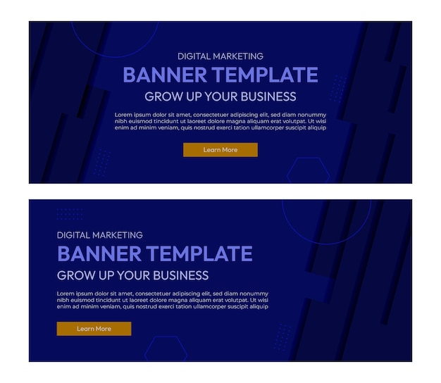 Modern business banner design with overlapping pattern in dark blue