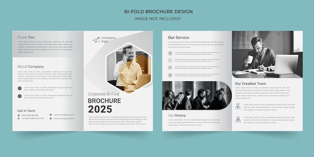 Modern business bi fold brochure design premium vector