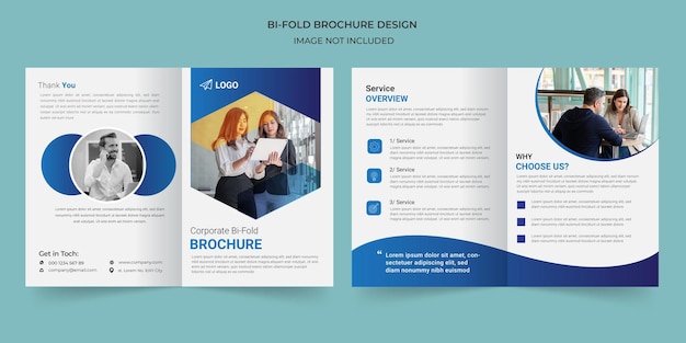 Modern business bi fold brochure design premium vector