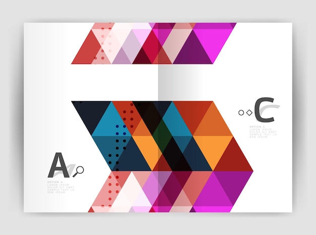 modern business brochure or leaflet a4 cover template abstract background with color triangles annual report print backdrop vector design for workflow layout diagram number options or web design