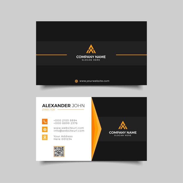 Modern Business Card Black and Orange Elegant Professional