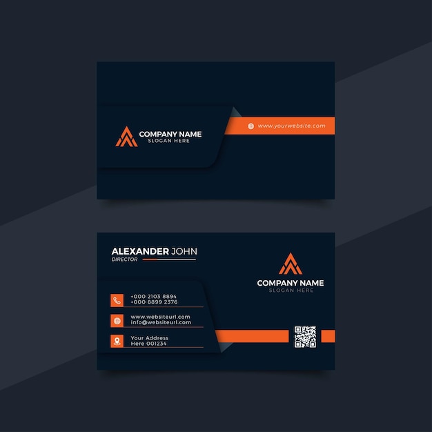 Modern business card black and orange elegant professional