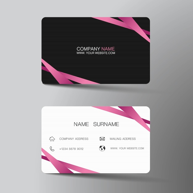 Modern business card. black and pink color.