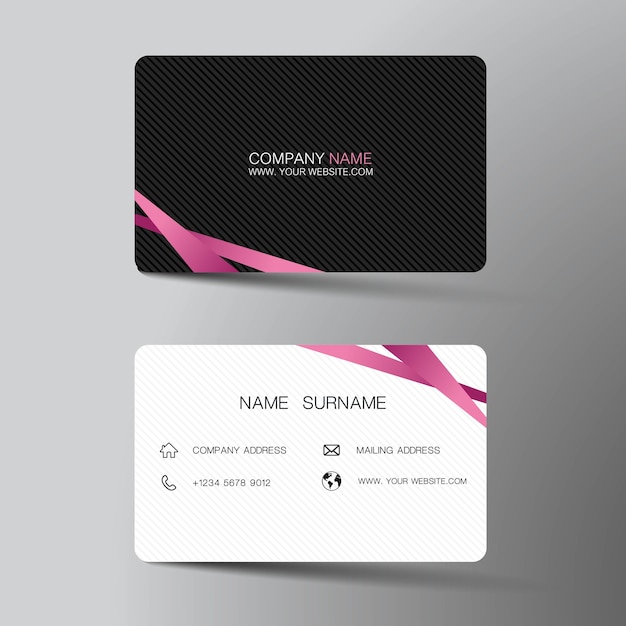 Modern business card. black and pink color.