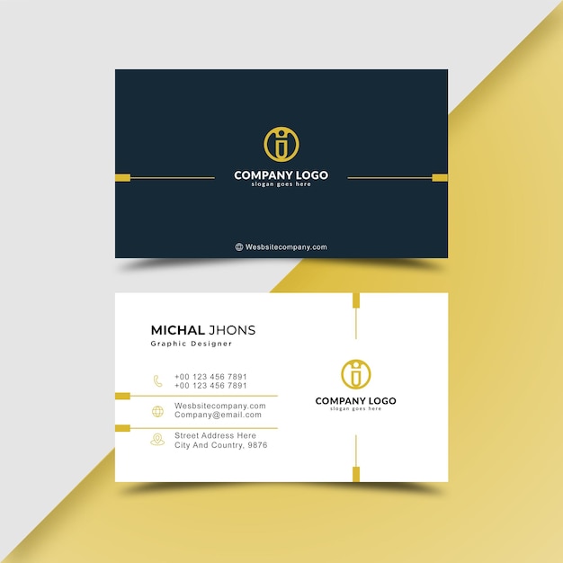 Modern business card black and yellow corporate professional