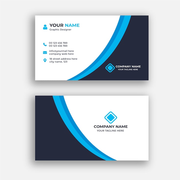 Modern business card blue and white business card