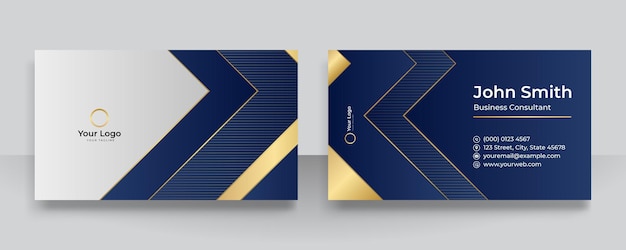 Modern business card - creative and clean business card template. luxury business card design template. elegant dark back background with abstract golden shiny lines. vector illustration