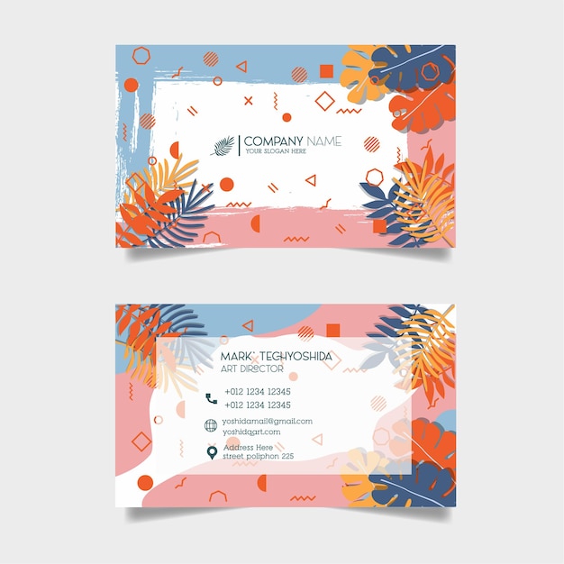 Modern business card design template with curved shapes