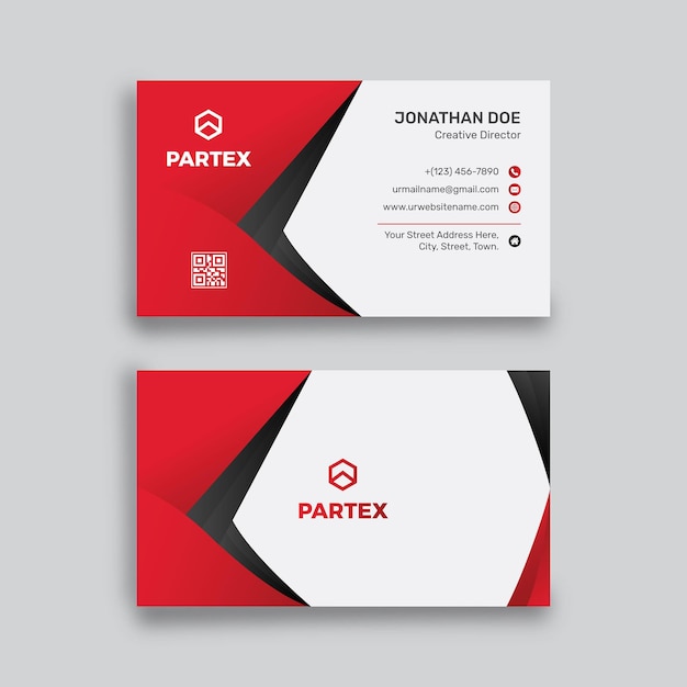 Vector modern business card design with black and red gradients