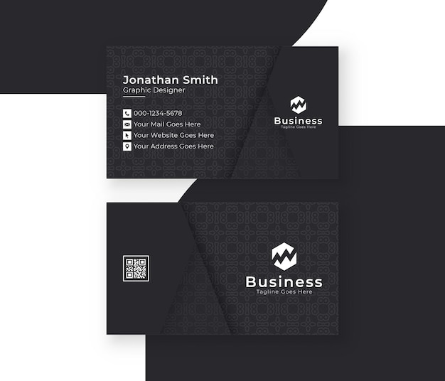 Vector modern business card design with seamless pattern