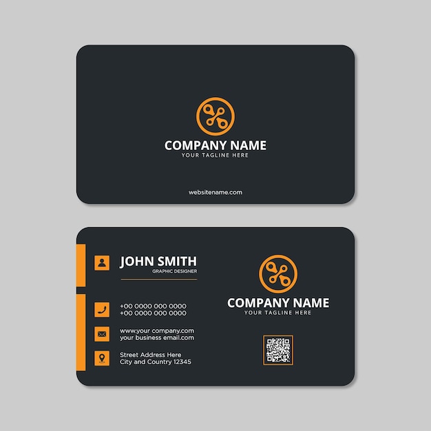 Modern business card orange and black elegant professional