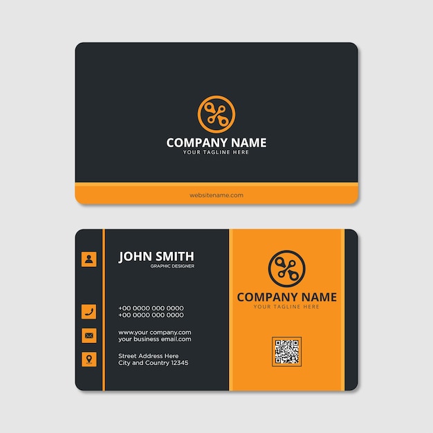 Modern business card orange and black elegant professional