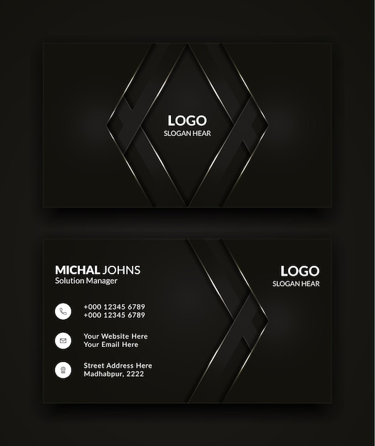 Modern business card template design in black color.