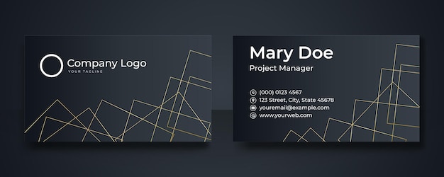 Vector modern business card template design. business card with geometric shapes, business card photography, business card layout. photography business cards. black gold business card template