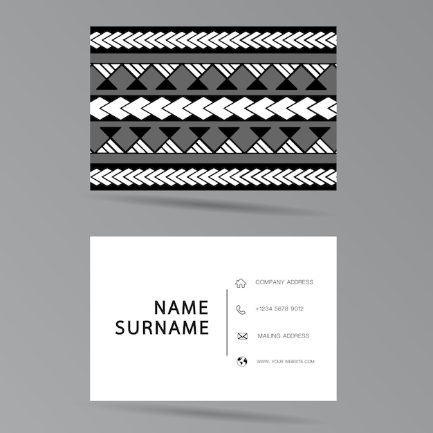 Вектор Современный дизайн шаблона визитной карточки в полинезийском стиле векторная иллюстрация