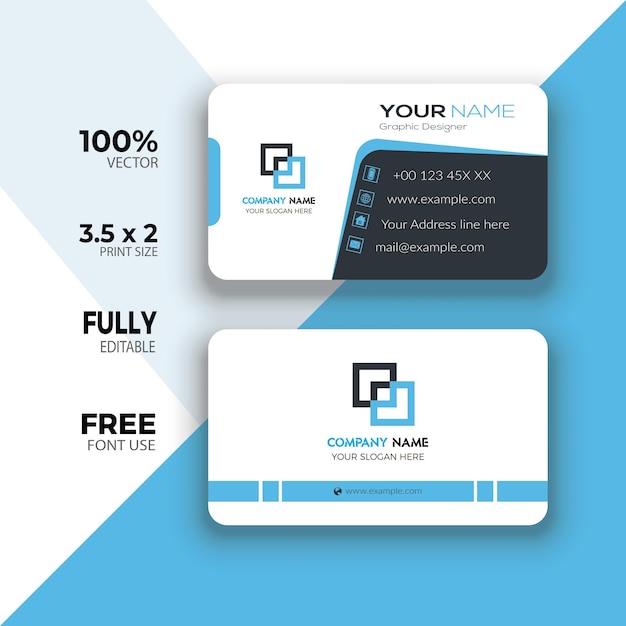 Modern business card template design and round business card