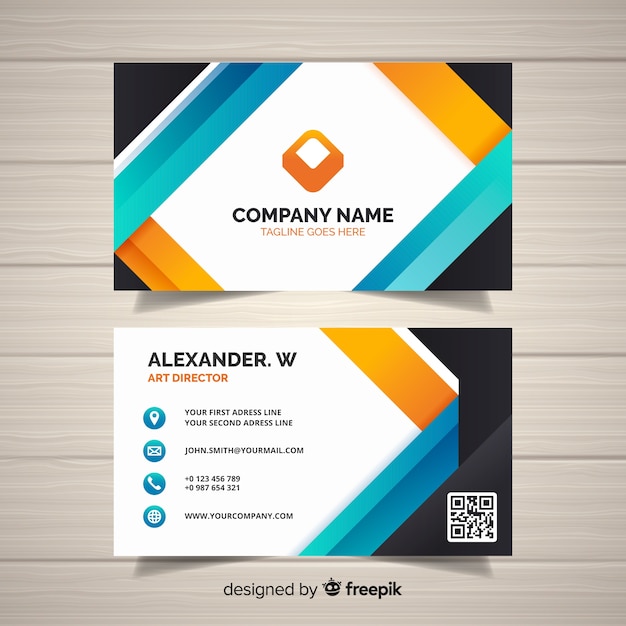 Modern business card template in flat design