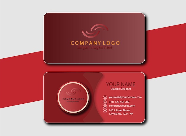 Modern business card template red abstract shapes