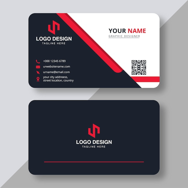 Vector modern business card template red black colors flat design vector