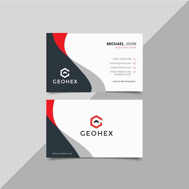 Modern business card template red black colors