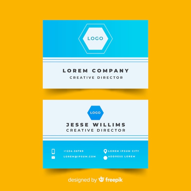 Modern business card template with flat design