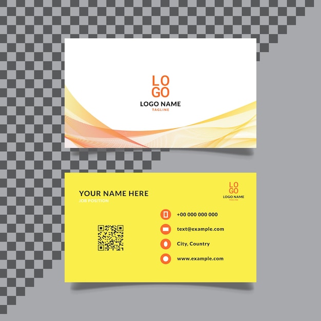 modern business card wavy futuristic concept, gradation style, yellow and orange color vector design