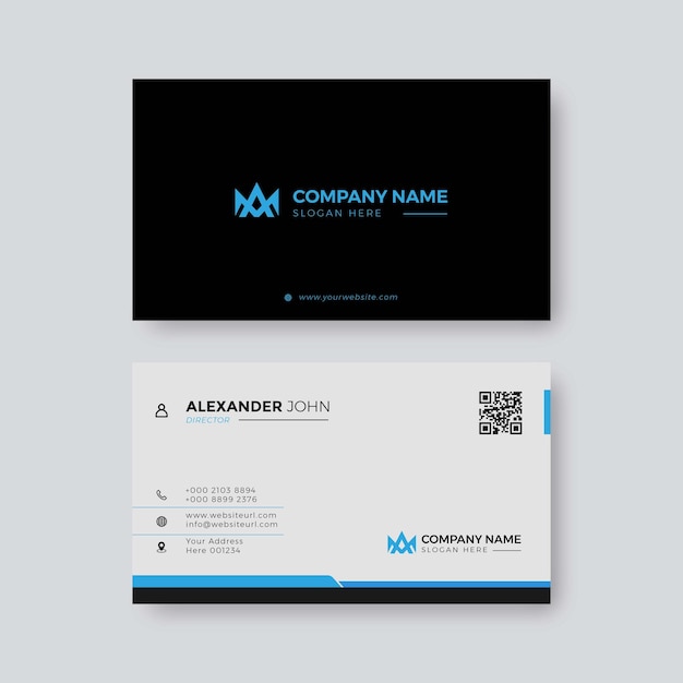 Modern Business Card white and Black elegant Professional