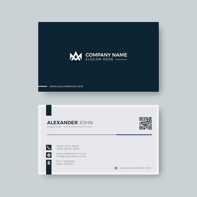 Vector modern business card white and black elegant professional