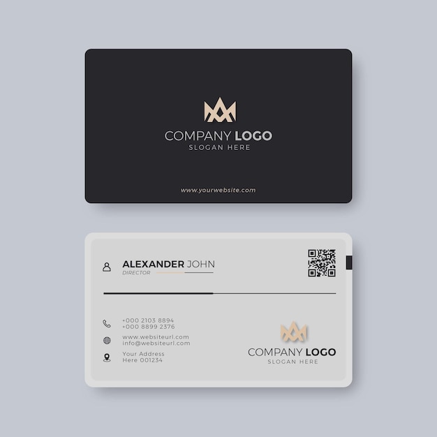 Modern business card white and black elegant professional