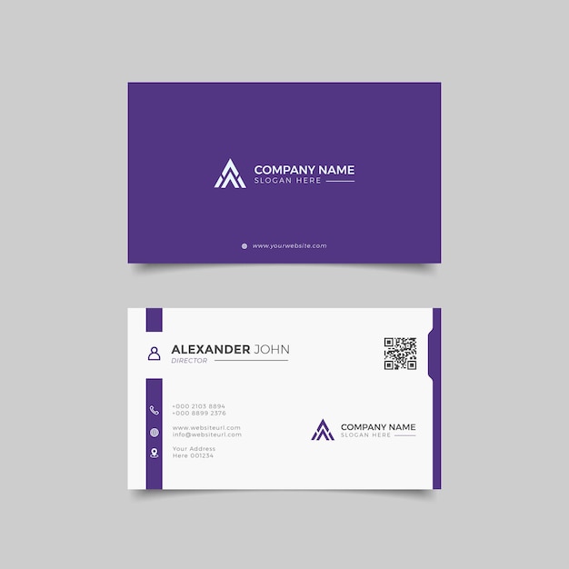 modern business card white and blue elegant professional
