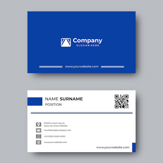 Vector modern business card white and blue elegant professional