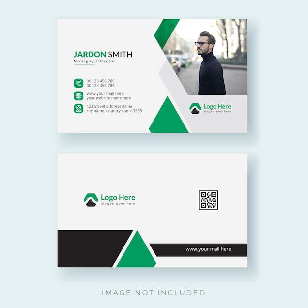 Modern business card white and green elegant professional design template