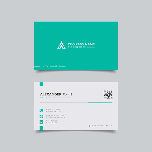 Modern business card white and green elegant professional