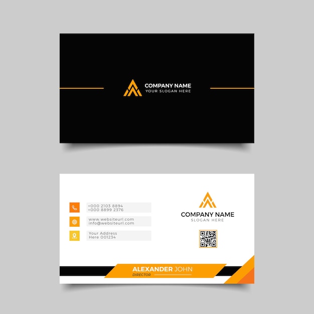 Modern business card white and orange elegant professional