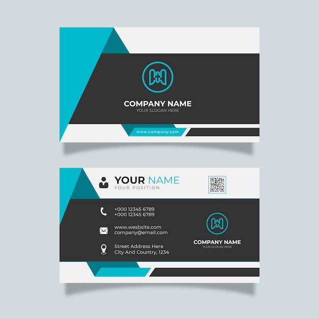 Modern business card white with blue and black details elegant design professional template