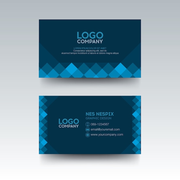 Modern business card with geometric blue color