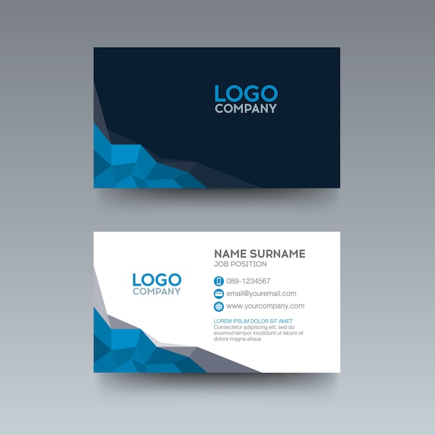 Modern business card with geometric blue gray color