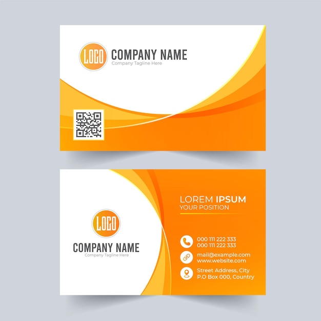 Vector modern business card with orange abstract curve design