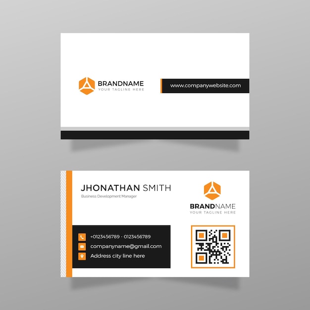 Modern business card with orange color template vector