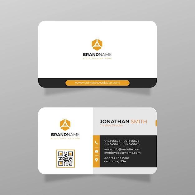 Modern business card with orange color template vector