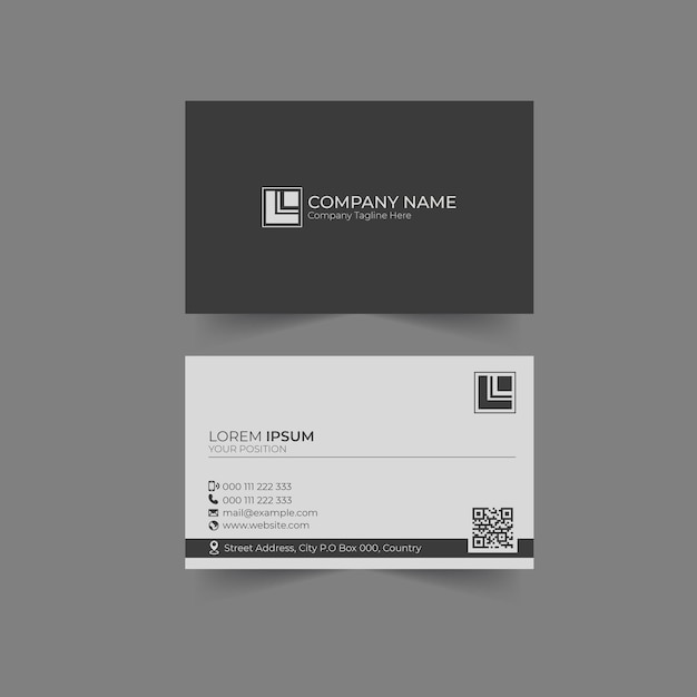 Vector modern business cards - black and white silver