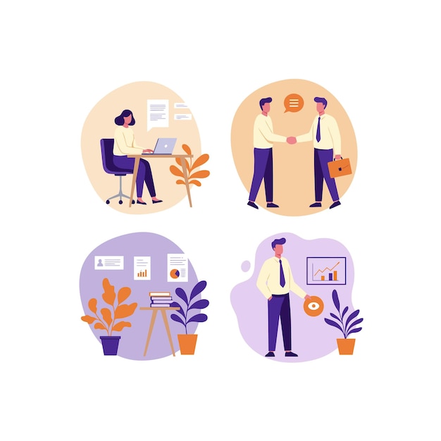 modern business collaboration and productivity illustrations for corporate communication