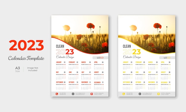 Modern Business Company 2023 Wandkalender ontwerpsjabloon