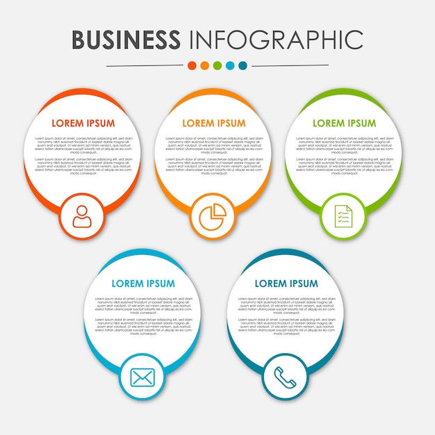 現代のビジネスまたは会社情報のグラフィックテンプレートとビジネスフローチャート
