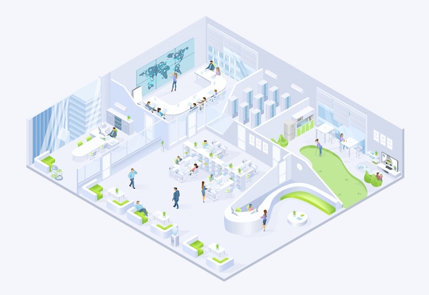 Modern Business Company Office Isometric Vector